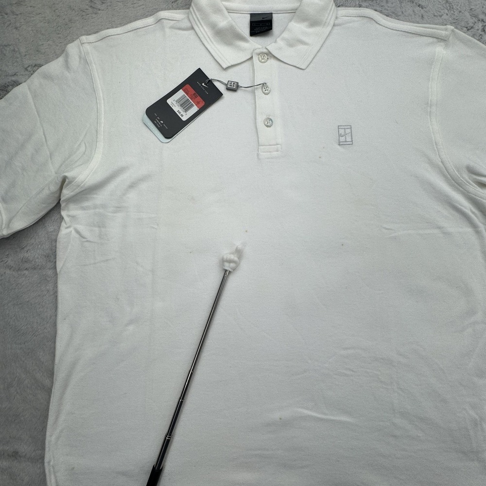 Vintage Nike Challenge Court Polo Shirt Mens Large White Dri-FIT Tennis Logo - Picture 9 of 15